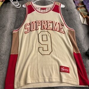 Supreme Red and Cream Jersey Tank